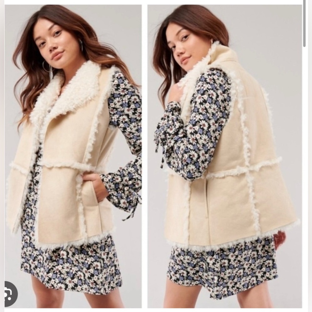 Hollister Faux Suede Shearling Vest - Medium (NWT) - Picture 5 of 5
